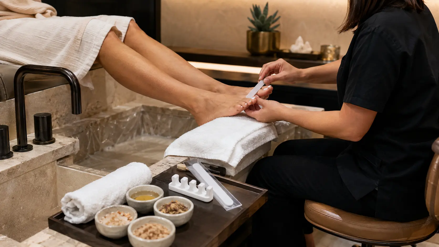 Spa pedicure ritual at Element Nail Bar McDowell in Avondale